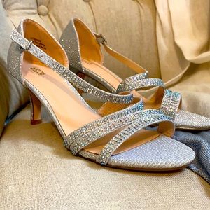 Silver sparkly heels